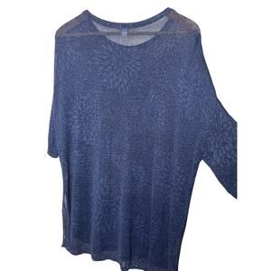 J Jill Pure Jill Linen Blend Lagenlook Tunic Top Women's Sz Medium Blue Floral